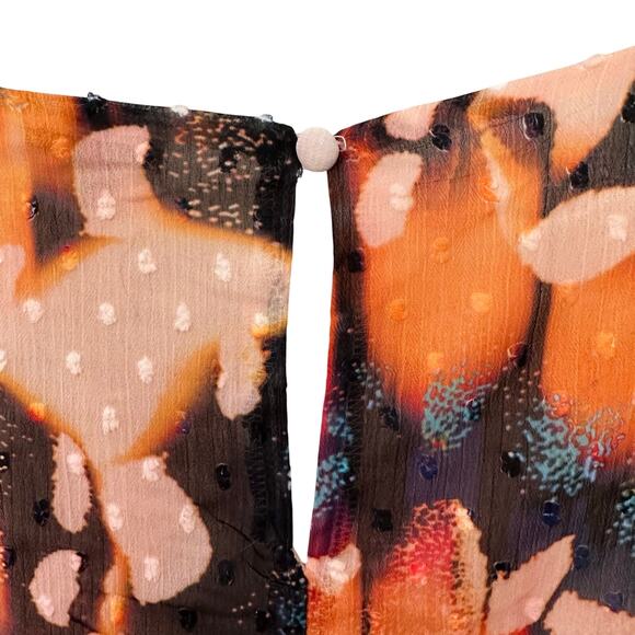 Torrid Chiffon Butterfly Blouse Clip Dot Blouson Sleeve Womens Plus 2/2X - Picture 5 of 9